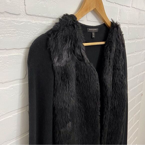 BANANA Republic black cardigan faux fur and cotton vest cardigan in XS - Picture 3 of 14